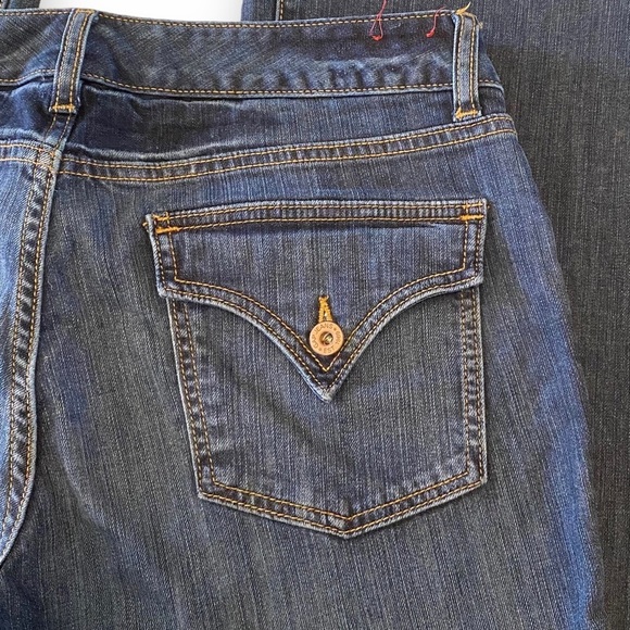 GAP Curvy Flare Jeans Flap Pockets Size 12A Dark Blue Wash - Picture 4 of 5